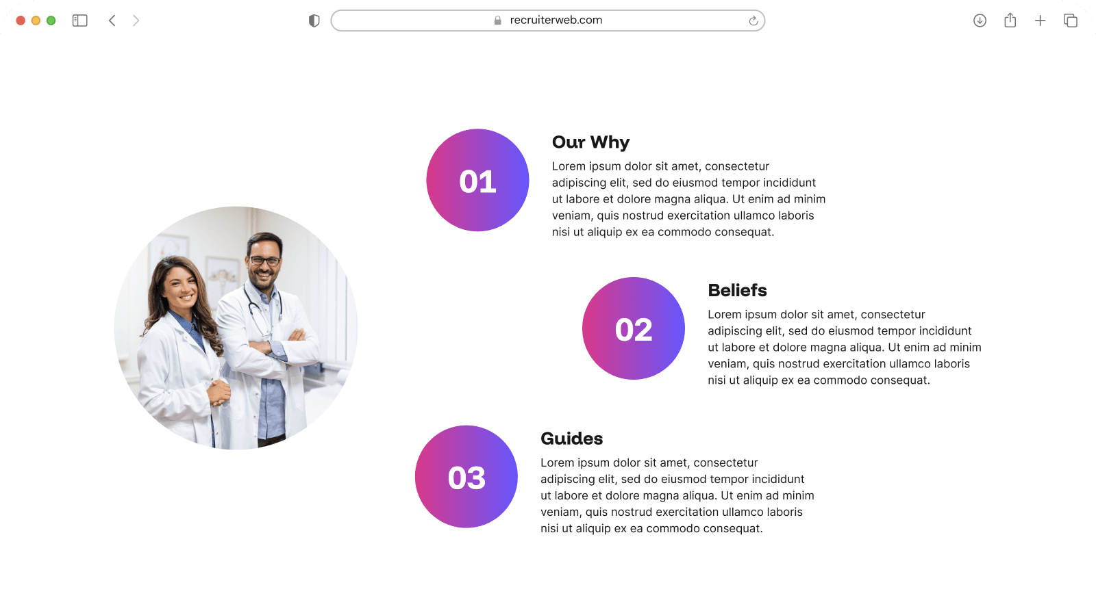 Circular Numbered Info Section