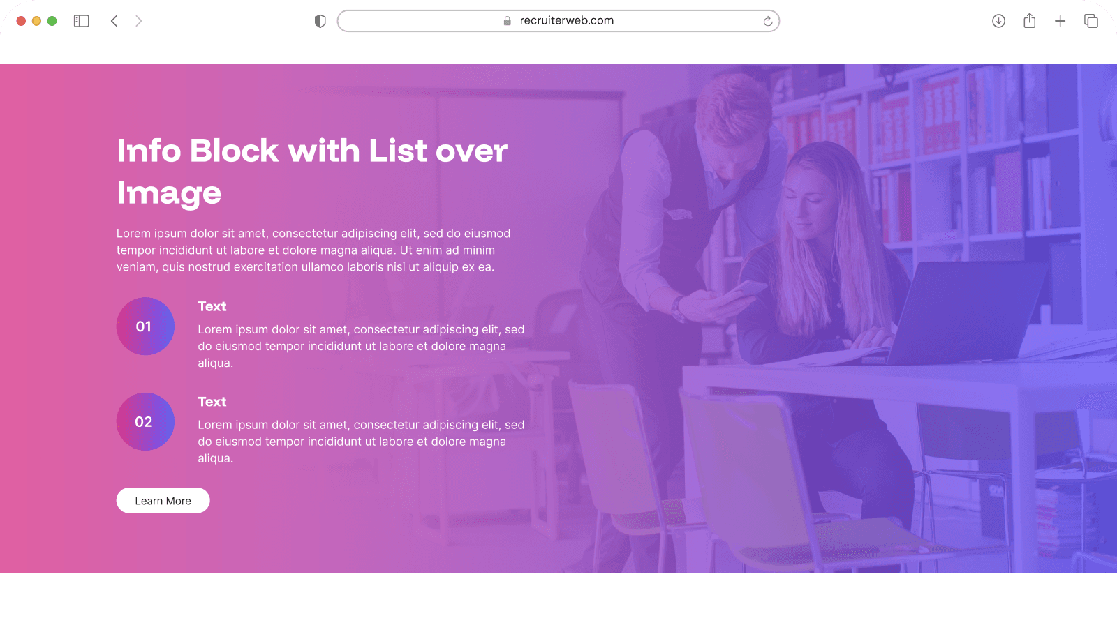 Info Block with List over Image
