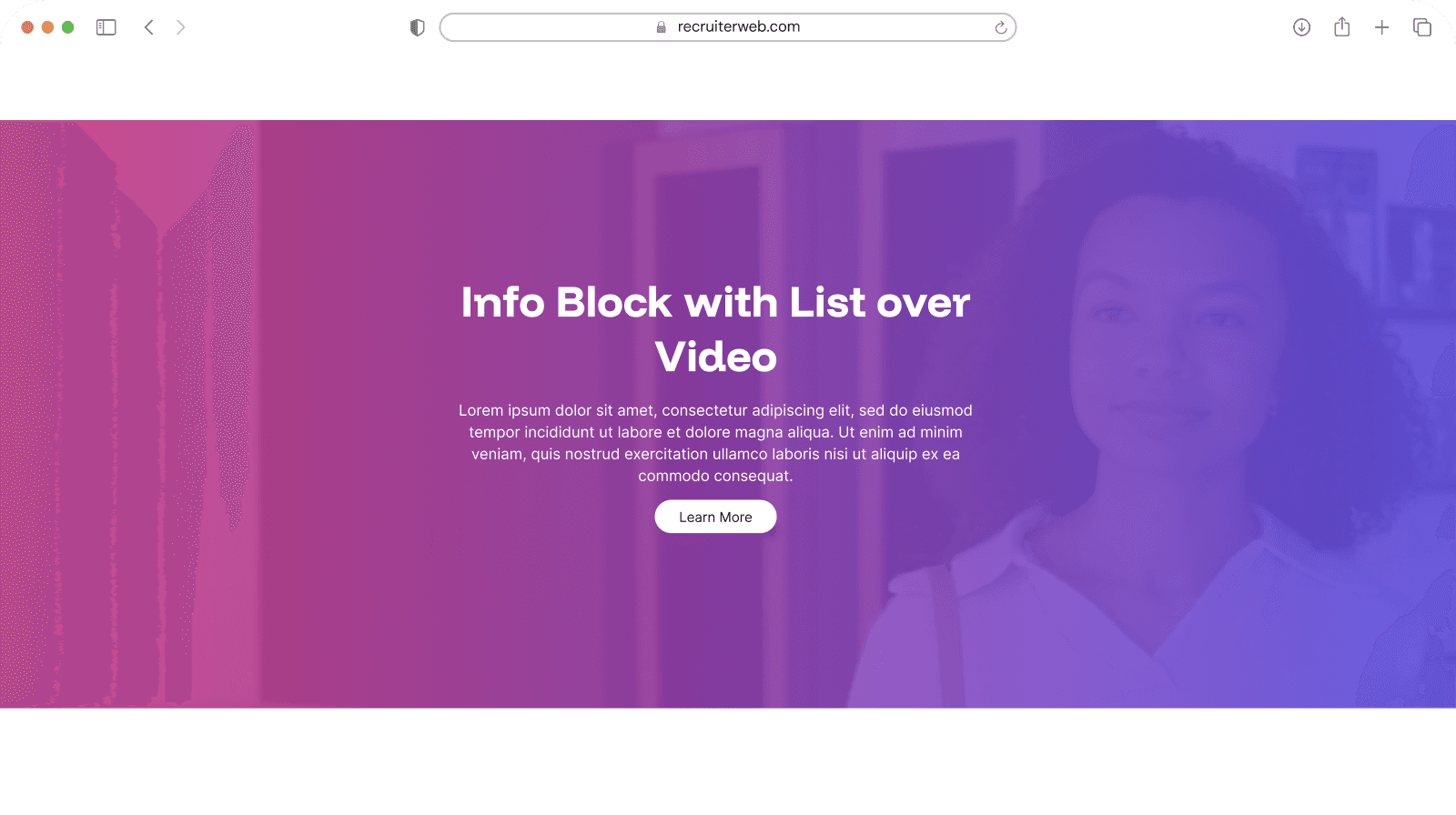 Info Block with List over Video