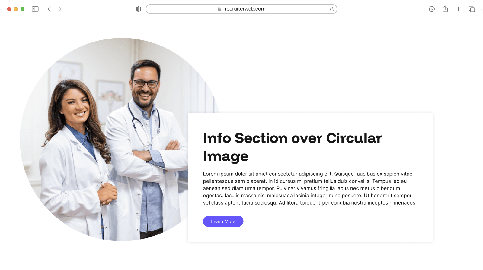 Info Section over Circular Image